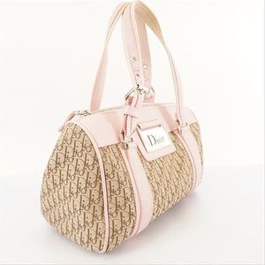 Christian Dior Trotter Women's Handbag Beige / Pink Canvas Satchel